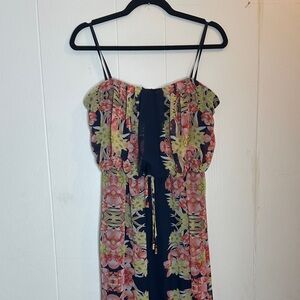 City Studio Black Maxi Dress with Pink and Yellow Floral Design